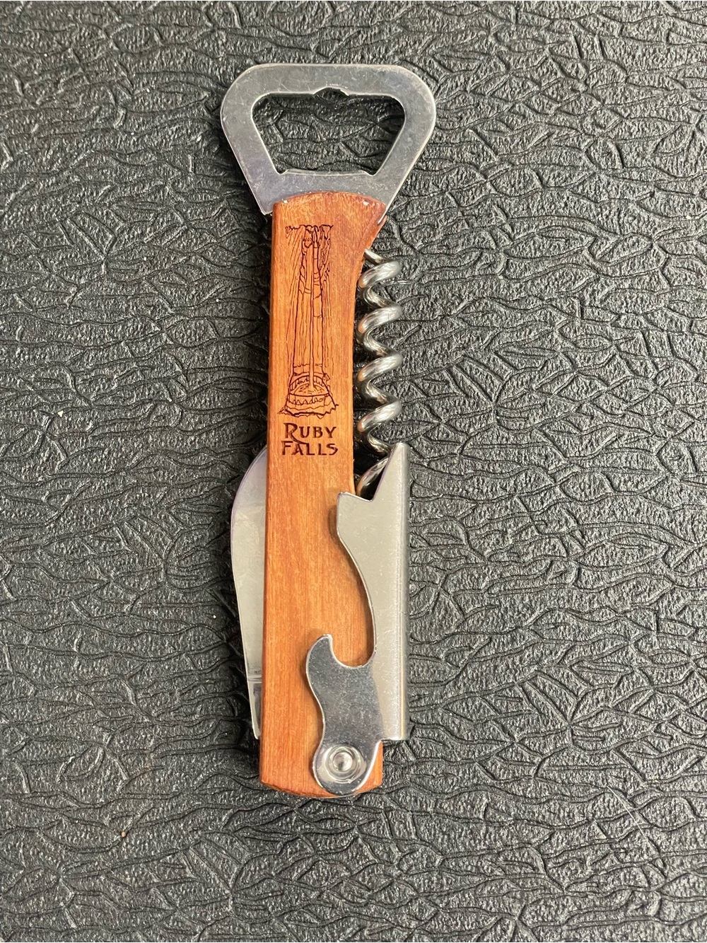 Engraved Wood Handle Bottle Opener Multi-Tool - Brown RUBY FALLS - LISA
